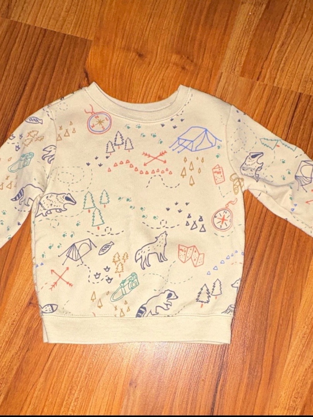 Garanimals Cream Outdoor Print Sweatshirt with Multicolor Icons
